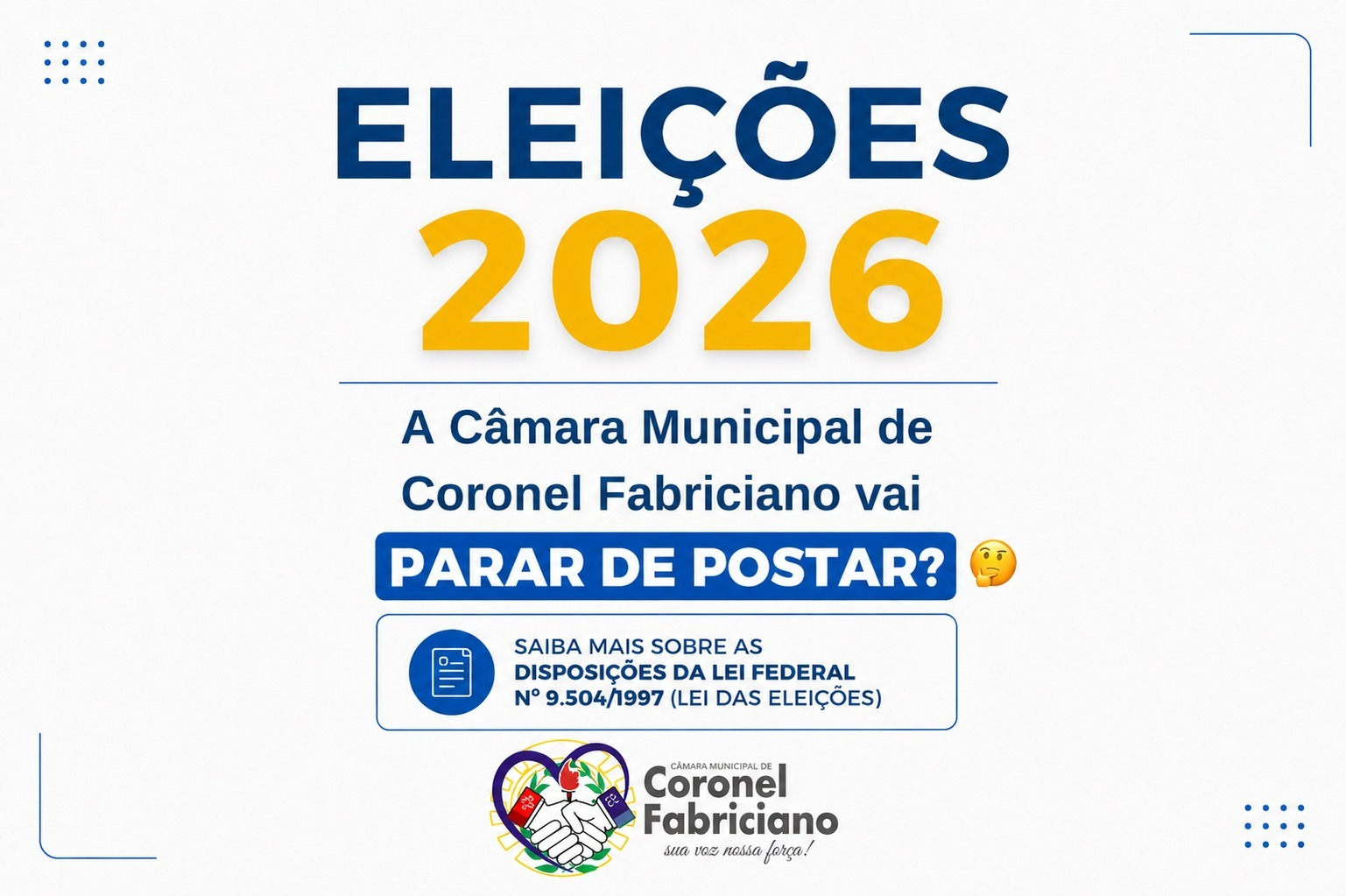 O que se pode publicar no site da Camara no período eleitoral?